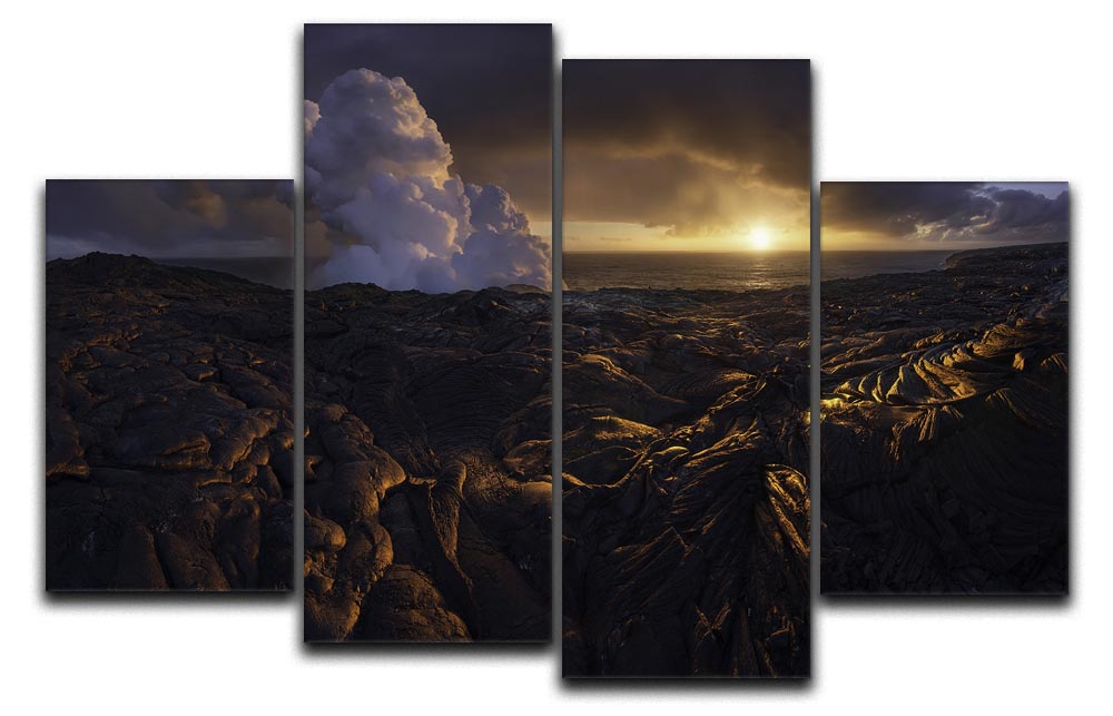 Lava Fields 4 Split Panel Canvas artwork showcasing vibrant colors and dynamic design across four panels.