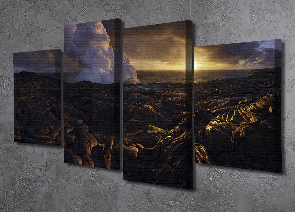 Lava Fields 4 Split Panel Canvas artwork showcasing vibrant colors and dynamic design across four panels.