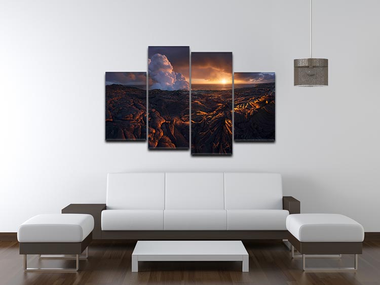 Lava Fields 4 Split Panel Canvas artwork showcasing vibrant colors and dynamic design across four panels.