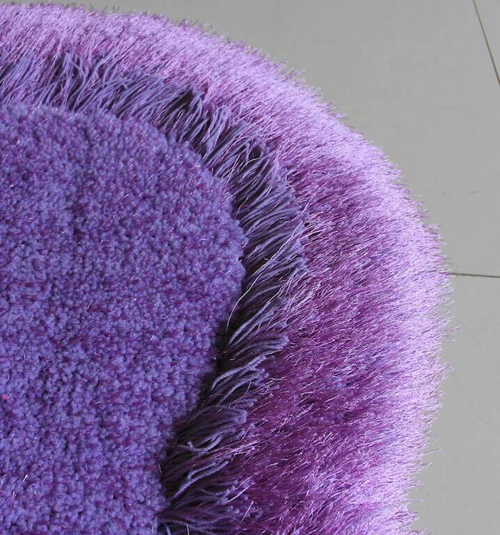 Lavender Double Heart Decorative Area Rug, soft shaggy texture, hand tufted, 28x55 inches, perfect for home decor.