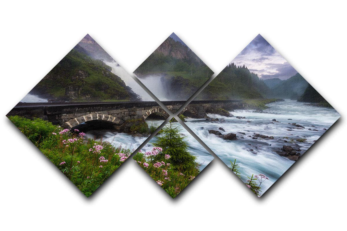 Laytefossen 4 Square Multi Panel Canvas featuring four equal square sections, beautifully arranged to create a cohesive artwork.
