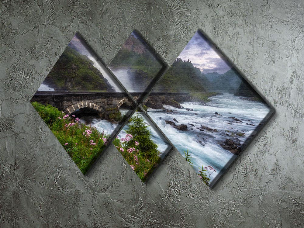 Laytefossen 4 Square Multi Panel Canvas featuring four equal square sections, beautifully arranged to create a cohesive artwork.
