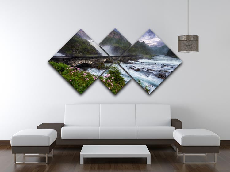 Laytefossen 4 Square Multi Panel Canvas featuring four equal square sections, beautifully arranged to create a cohesive artwork.