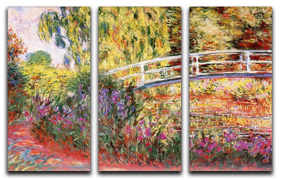 Le Bassin aux Nympheas by Monet split panel canvas print showcasing vibrant colors and intricate details across three panels.
