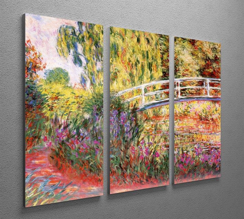 Le Bassin aux Nympheas by Monet split panel canvas print showcasing vibrant colors and intricate details across three panels.