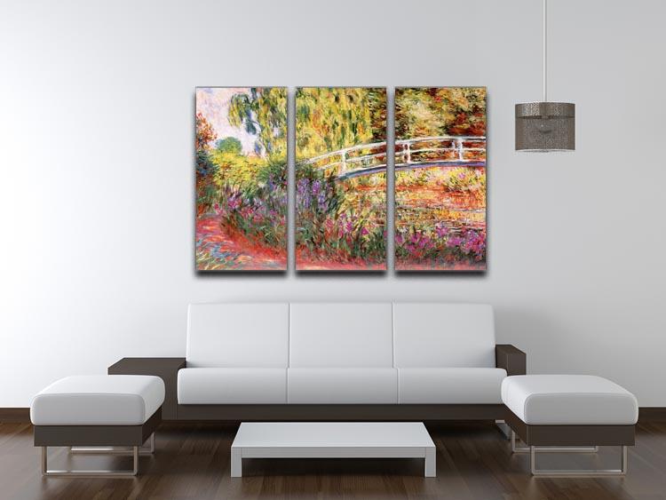 Le Bassin aux Nympheas by Monet split panel canvas print showcasing vibrant colors and intricate details across three panels.