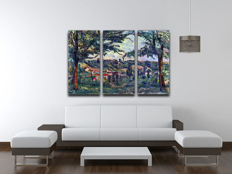 Le Chateau Noir by Cezanne 3 Split Panel Canvas Print showcasing elegant artwork in three panels, perfect for home decor.