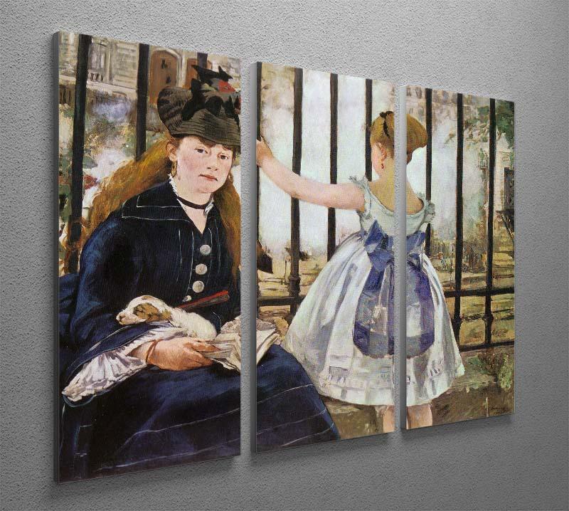 Le Chemin de fer 1873 by Manet 3-panel canvas print showcasing vibrant colors and intricate details.