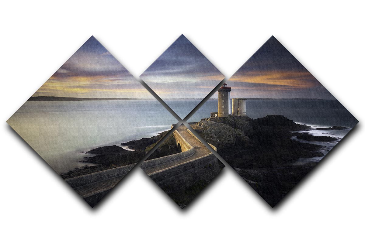 Le Phare Du Petit Minou 4 Square Multi Panel Canvas artwork featuring a lighthouse and coastal scenery, beautifully arranged in four panels.