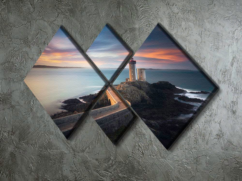 Le Phare Du Petit Minou 4 Square Multi Panel Canvas artwork featuring a lighthouse and coastal scenery, beautifully arranged in four panels.