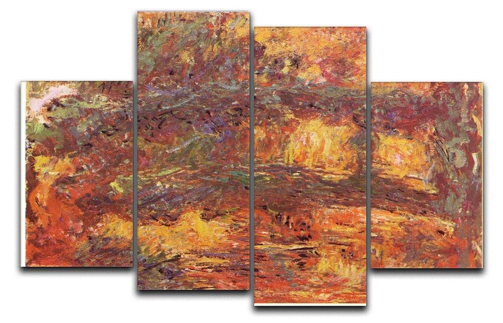 Le Pont Japonais 1922 by Monet, displayed as a 4-split canvas artwork, showcasing vibrant colors and serene imagery.