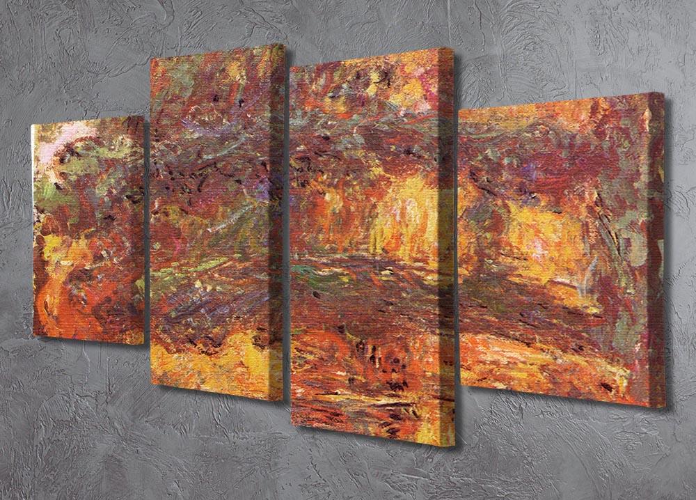 Le Pont Japonais 1922 by Monet, displayed as a 4-split canvas artwork, showcasing vibrant colors and serene imagery.