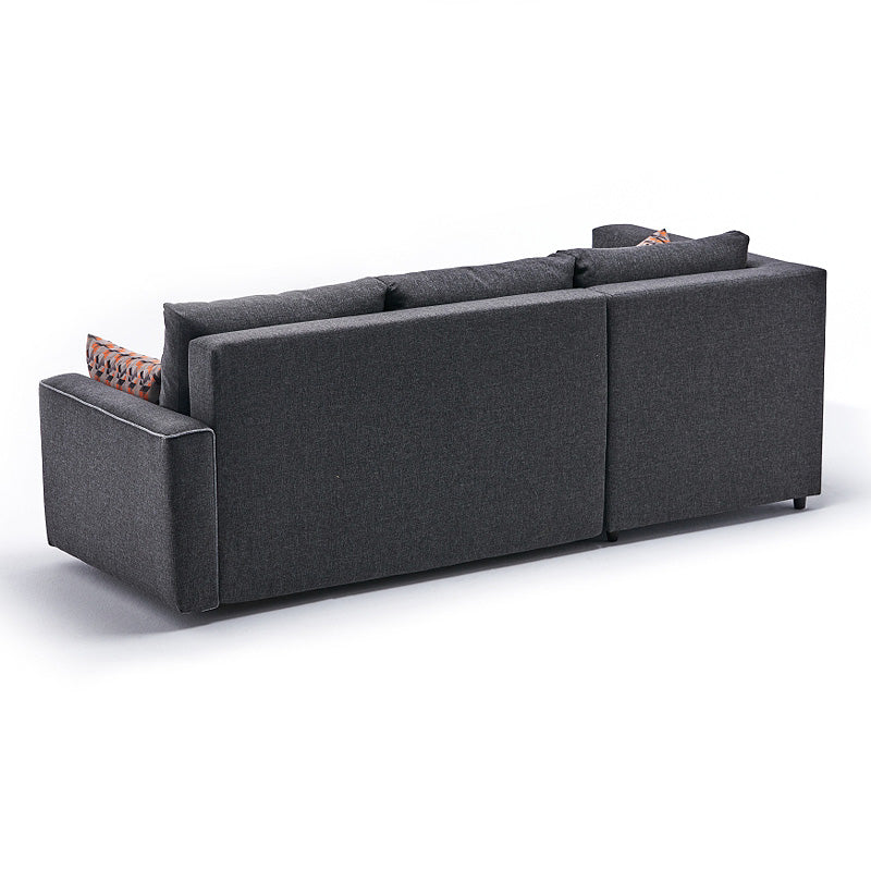BALI Left Corner Sofa/Bed in anthracite fabric, showcasing its modern design and storage space.