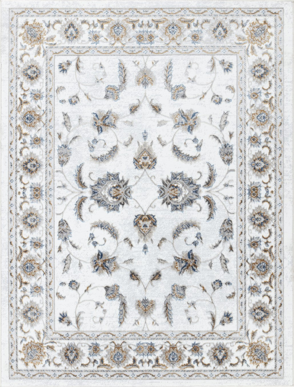 Legacy Multi Area Rug measuring 7 ft. 10 in. x 9 ft. 10 in., featuring a luxurious white polyester design, perfect for enhancing home decor.