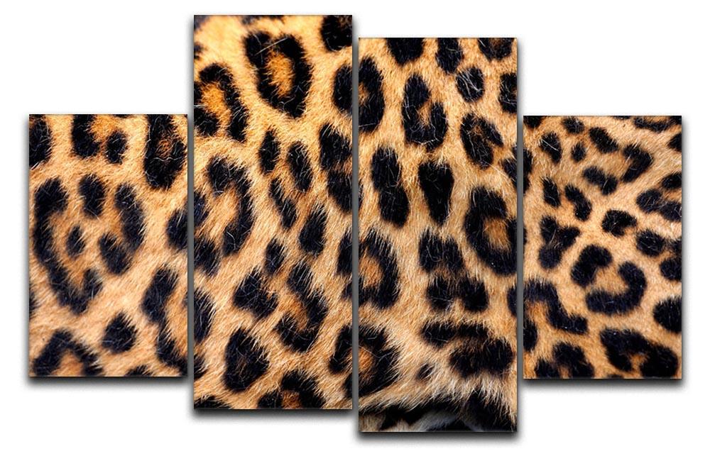 Leopard skin texture artwork displayed as a 4-split canvas, showcasing a dynamic and elegant design.