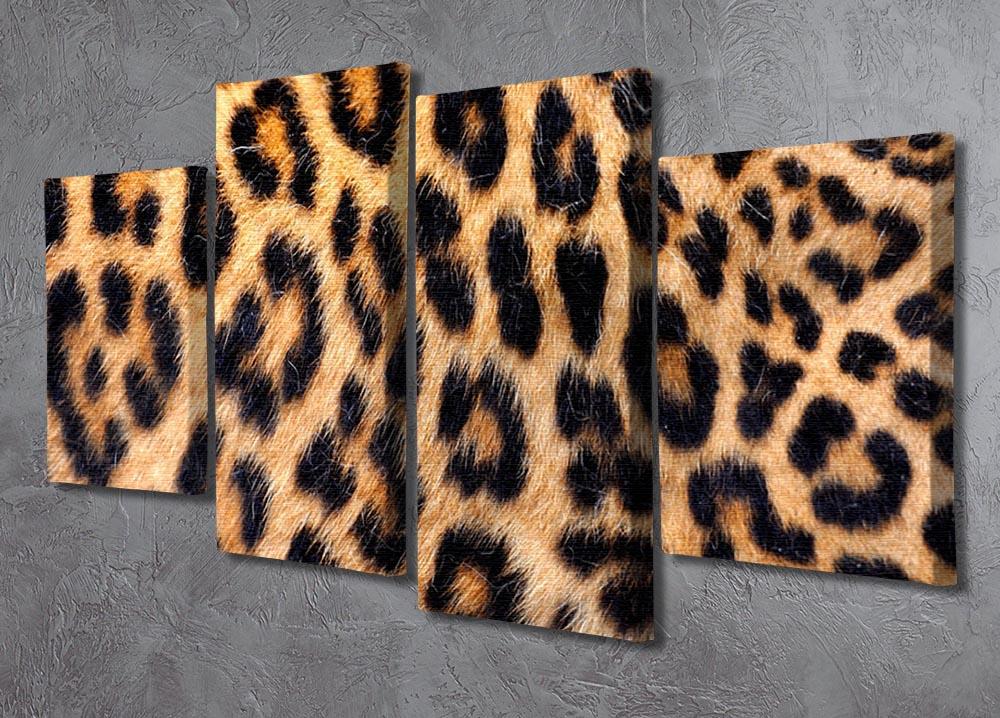 Leopard skin texture artwork displayed as a 4-split canvas, showcasing a dynamic and elegant design.