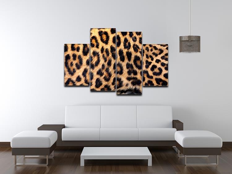 Leopard skin texture artwork displayed as a 4-split canvas, showcasing a dynamic and elegant design.