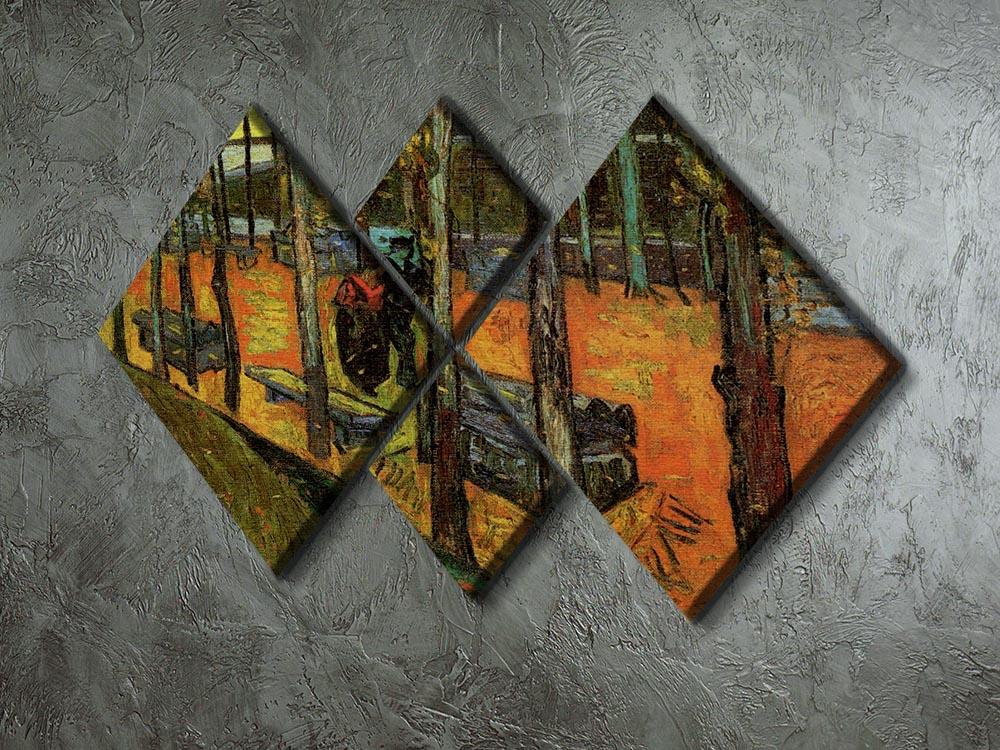 Les Alyscamps 2 by Van Gogh, a vibrant 4-square multi-panel canvas artwork showcasing tree-lined pathways.