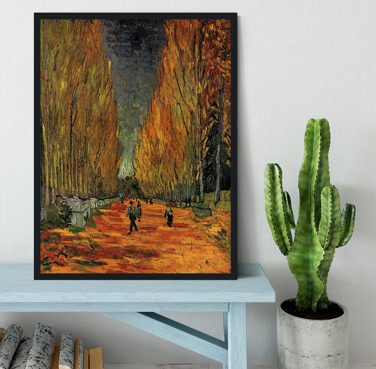 Framed print of Les Alyscamps 3 by Van Gogh, showcasing vibrant colors and intricate details in a stylish frame.