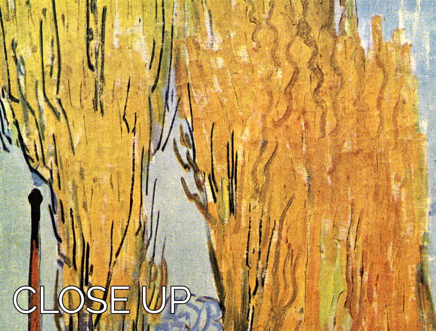 Les Alyscamps by Van Gogh 3-panel canvas print showcasing vibrant colors and intricate details.