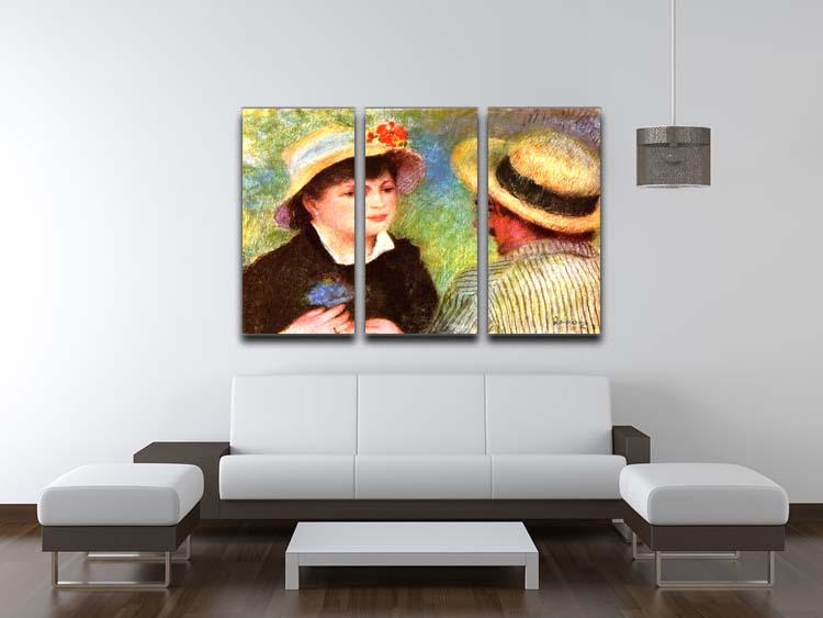 Les Canotiers by Renoir 3-panel canvas print showcasing vibrant colors and intricate details.