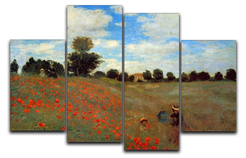 Les Coqueliquots 4 Split Panel Canvas artwork featuring vibrant colors and a dynamic design, displayed in a modern setting.