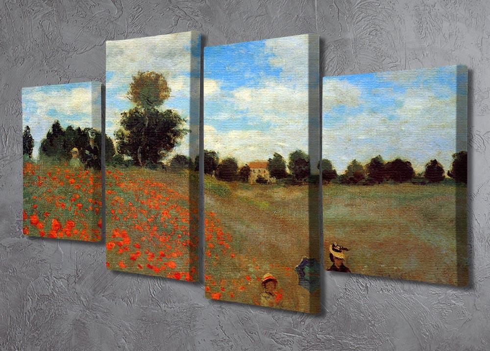 Les Coqueliquots 4 Split Panel Canvas artwork featuring vibrant colors and a dynamic design, displayed in a modern setting.