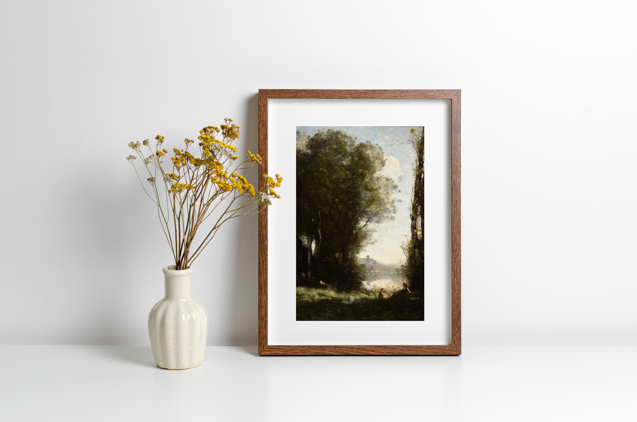 Les Deux Art Print featuring a vibrant landscape on heavyweight satin canvas, showcasing rich colors and textures.