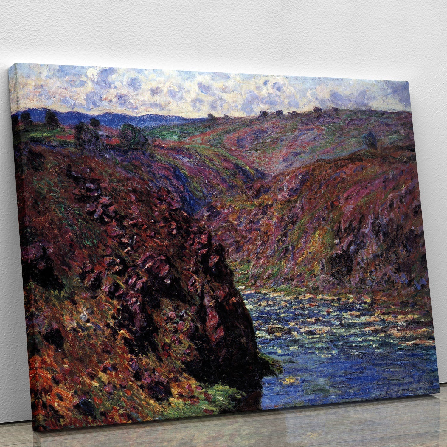 Canvas print of Les Eaux Semblantes by Monet, showcasing vibrant colors and serene water reflections.
