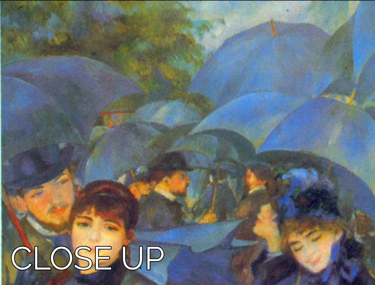 Les Para Pluies by Renoir 3 Split Panel Canvas Print showcasing vibrant colors and elegant design, perfect for home decor.