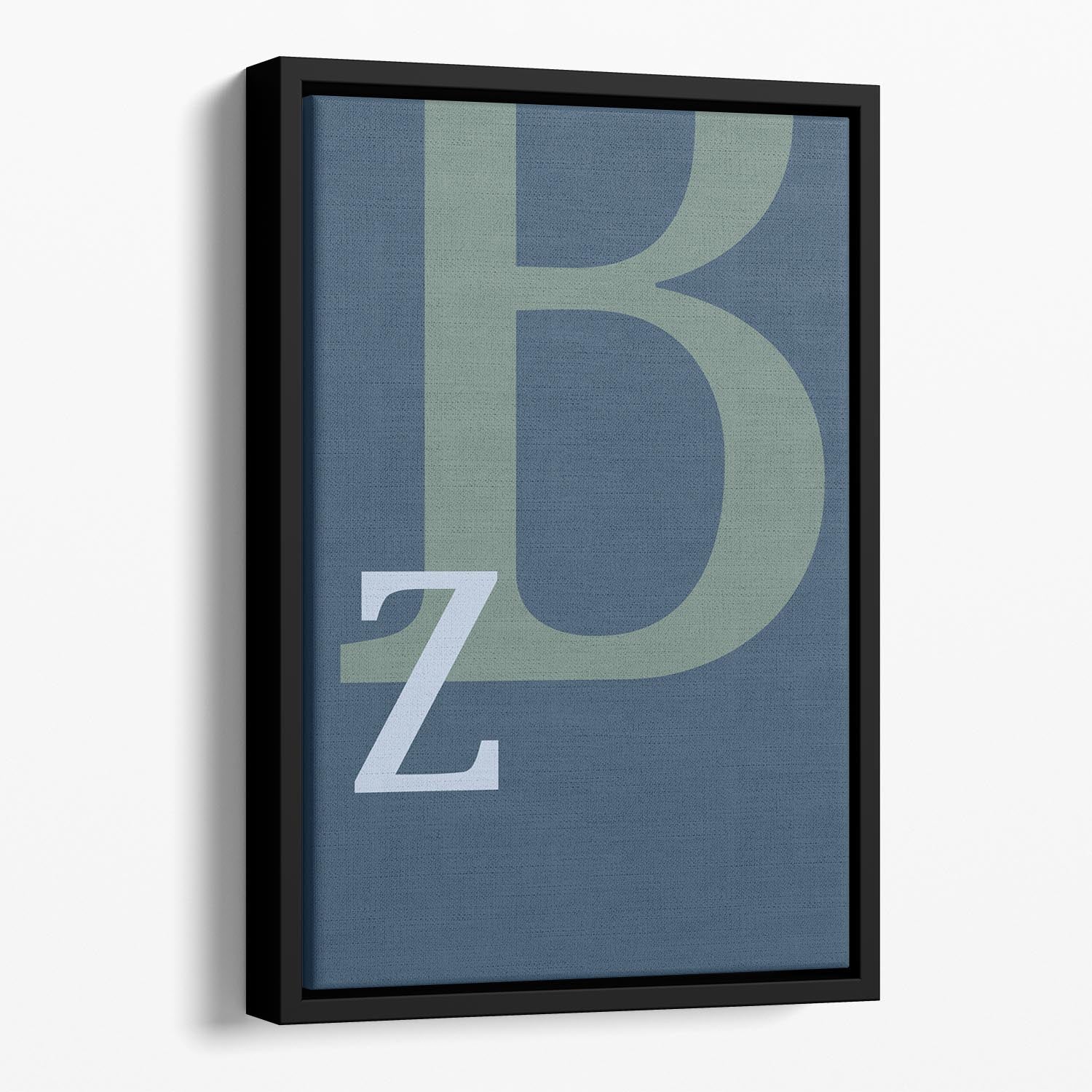 Letter B Floating Framed Canvas featuring vibrant colors and an elegant wooden frame, perfect for modern decor.