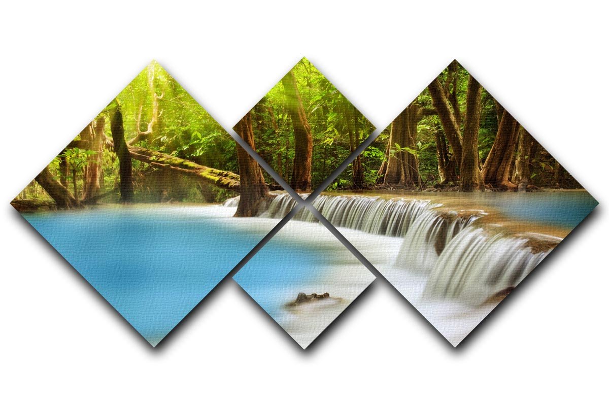 Level Two Huai Mae 4 Square Multi Panel Canvas featuring four equal square sections with vibrant colors and intricate designs, perfect for home decor.