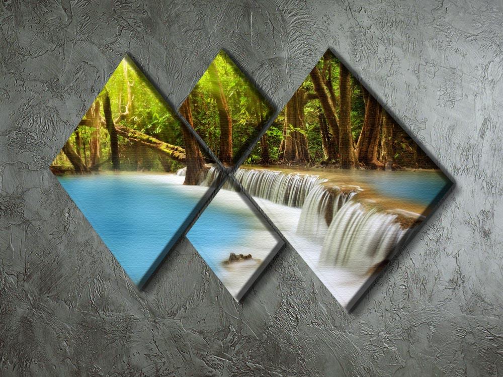 Level Two Huai Mae 4 Square Multi Panel Canvas featuring four equal square sections with vibrant colors and intricate designs, perfect for home decor.