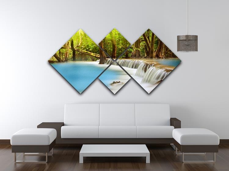 Level Two Huai Mae 4 Square Multi Panel Canvas featuring four equal square sections with vibrant colors and intricate designs, perfect for home decor.