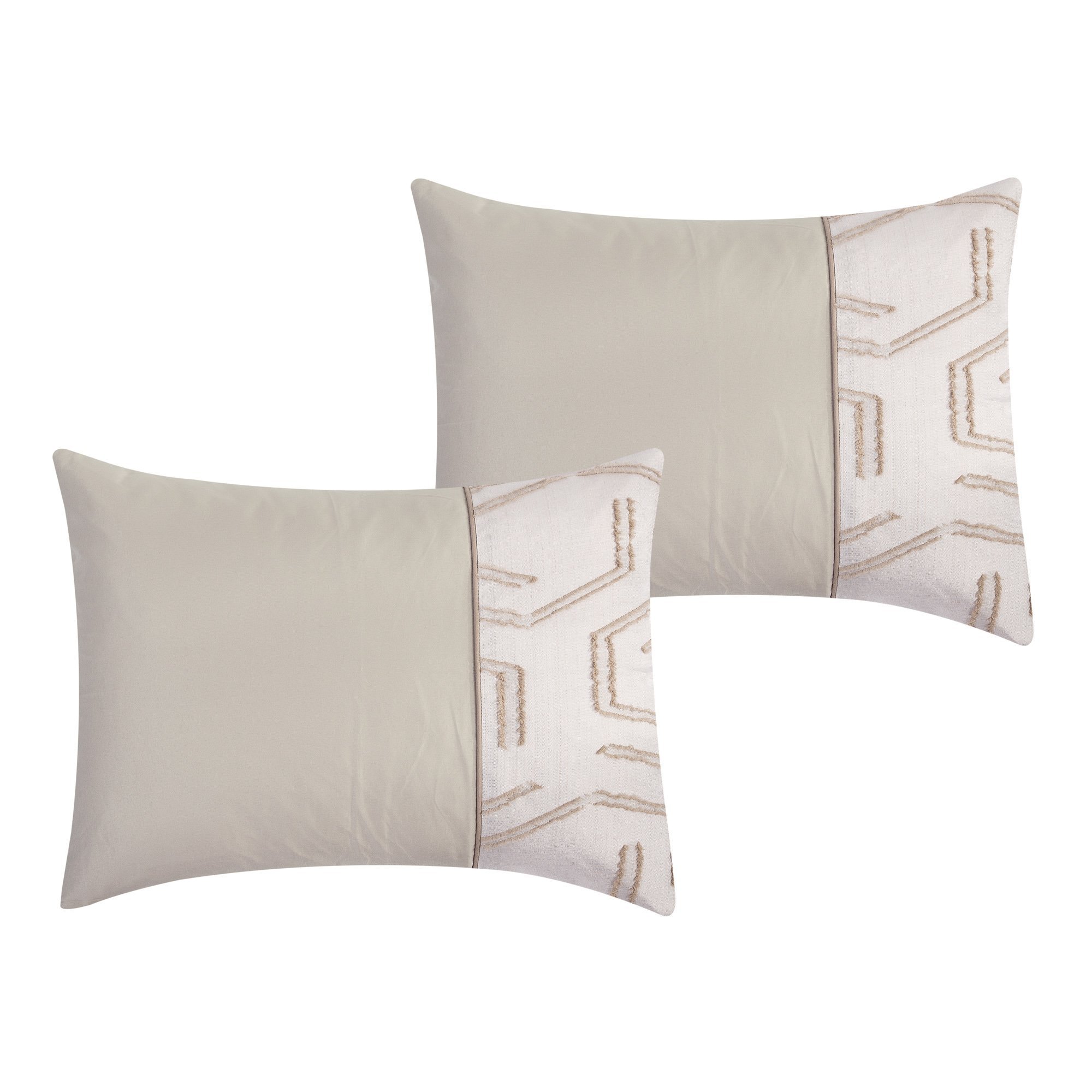 Libra Contemporary Jacquard Taupe Comforter Set featuring elegant patterns and soft fabric, displayed on a neatly made bed.