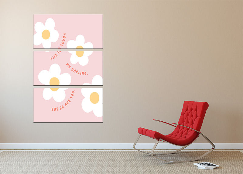 Life Is Tough 3 Split Panel Canvas Print featuring three high-quality canvases with a cohesive design, perfect for home or office decor.