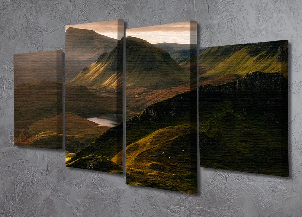 Light And Shadows 4 Split Panel Canvas artwork featuring a dynamic design divided into four equal sections, enhancing wall decor.