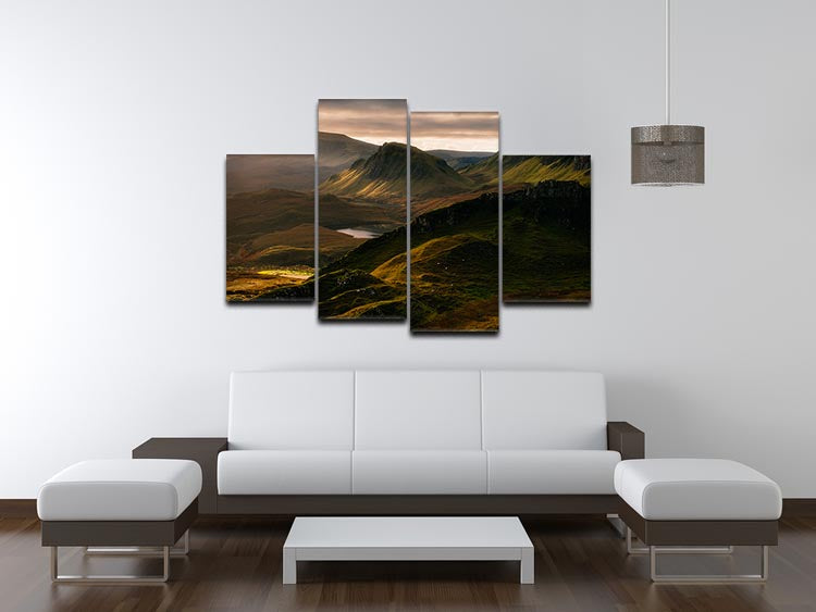 Light And Shadows 4 Split Panel Canvas artwork featuring a dynamic design divided into four equal sections, enhancing wall decor.