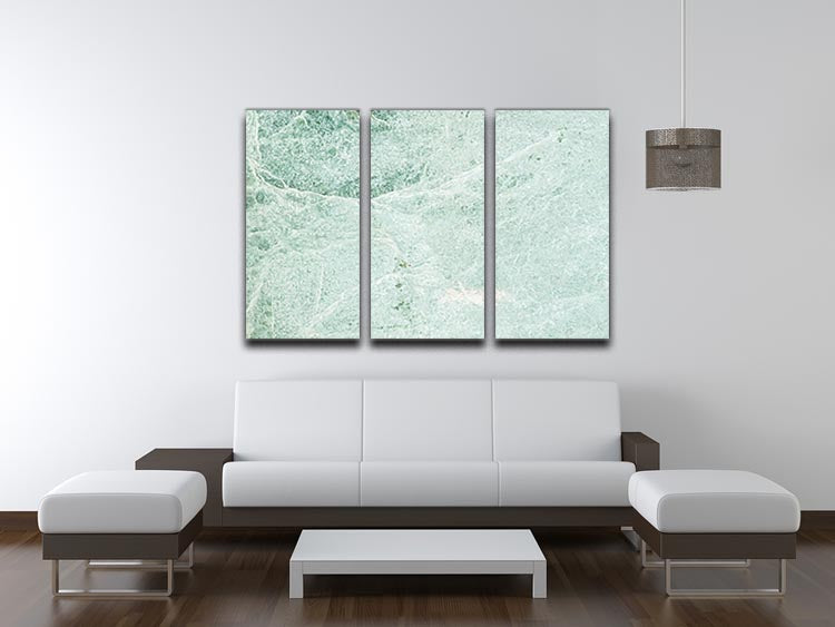 Light Green Cracked Marble 3 Split Panel Canvas Print showcasing elegant design and soothing colors.
