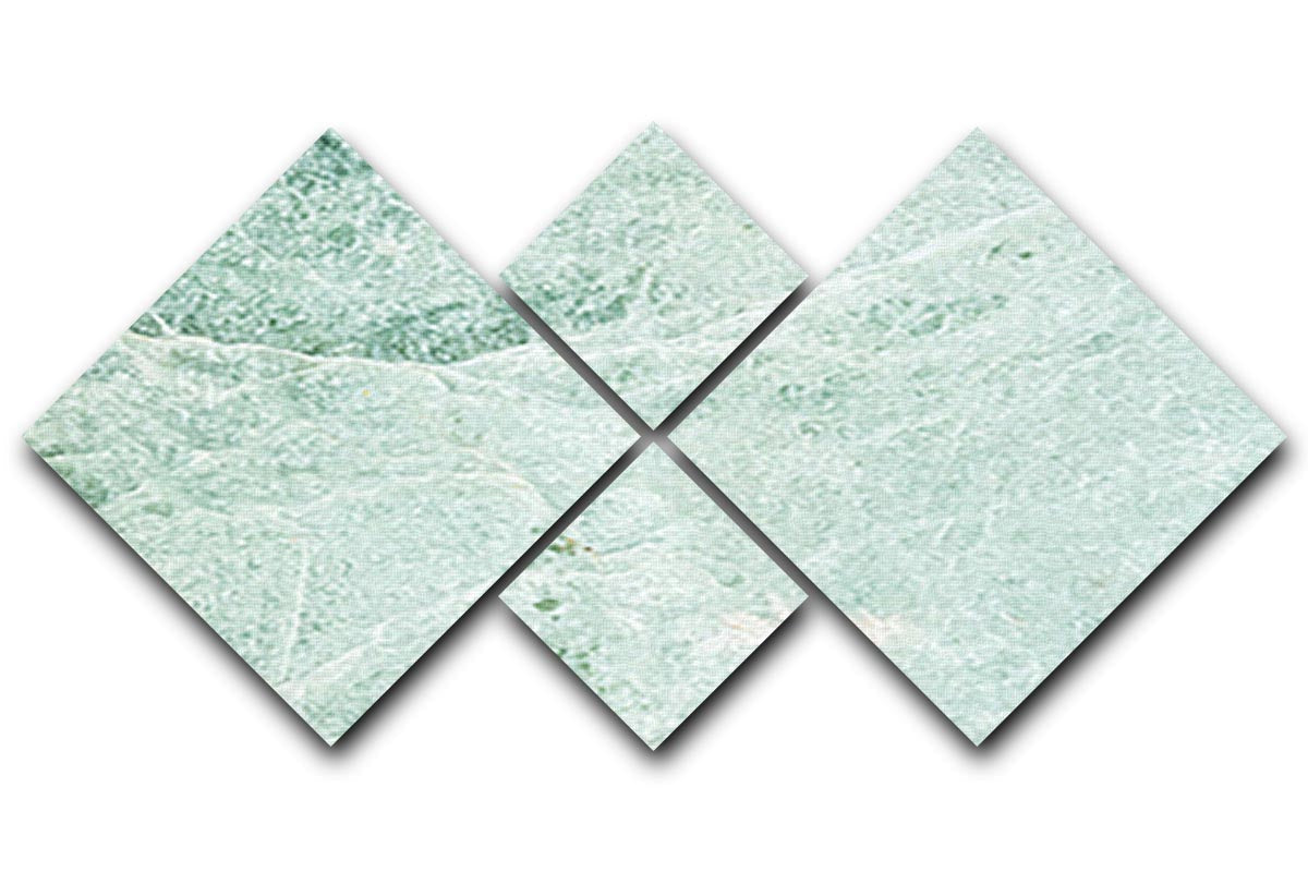 Light green cracked marble design on a 4-square multi panel canvas, showcasing elegant patterns and textures.