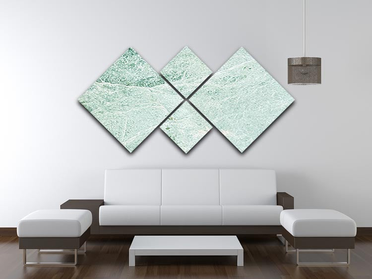 Light green cracked marble design on a 4-square multi panel canvas, showcasing elegant patterns and textures.