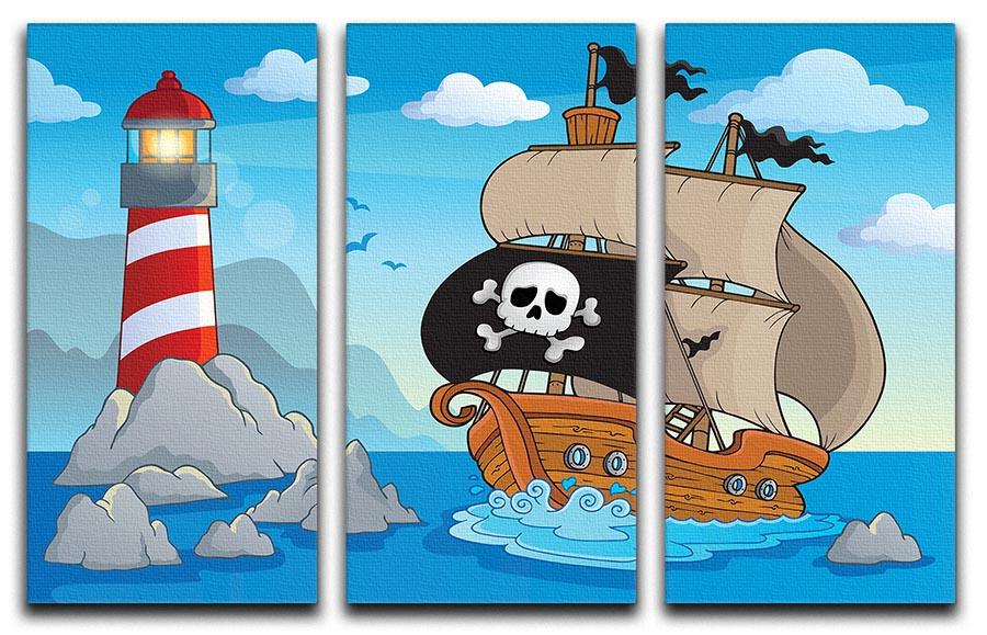 A beautiful Lighthouse theme 5 3 Split Panel Canvas Print showcasing a serene lighthouse scene across three panels.