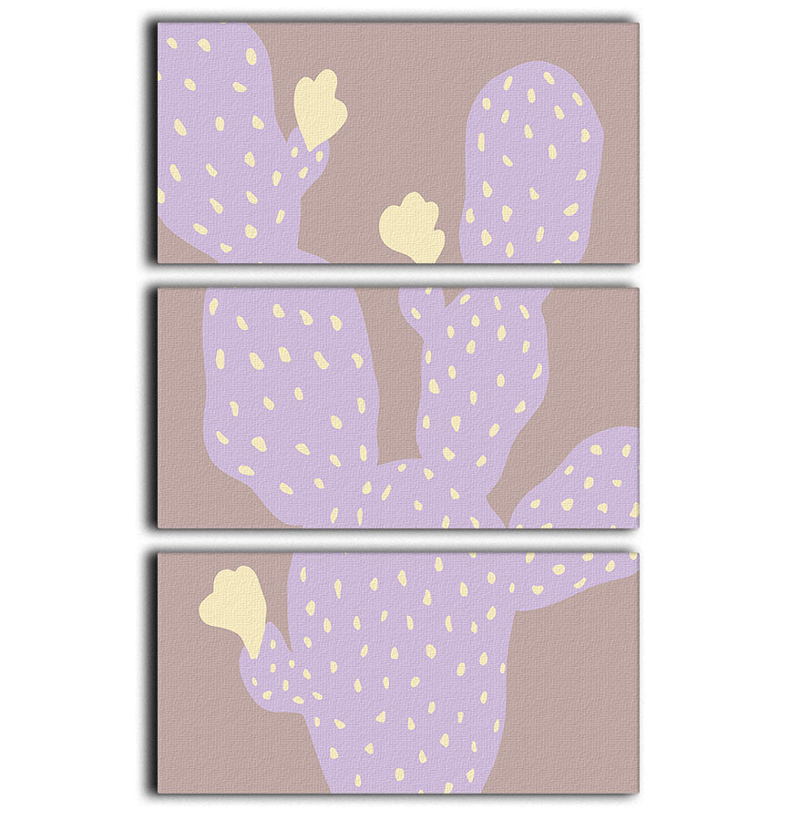Lilac Cactus 3 Split Panel Canvas Print showcasing vibrant colors and intricate design, perfect for home decor.