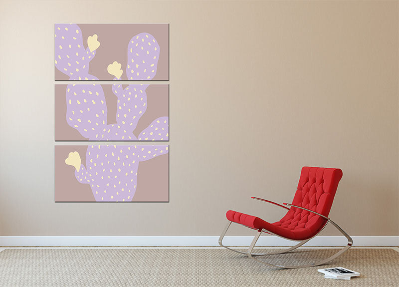 Lilac Cactus 3 Split Panel Canvas Print showcasing vibrant colors and intricate design, perfect for home decor.