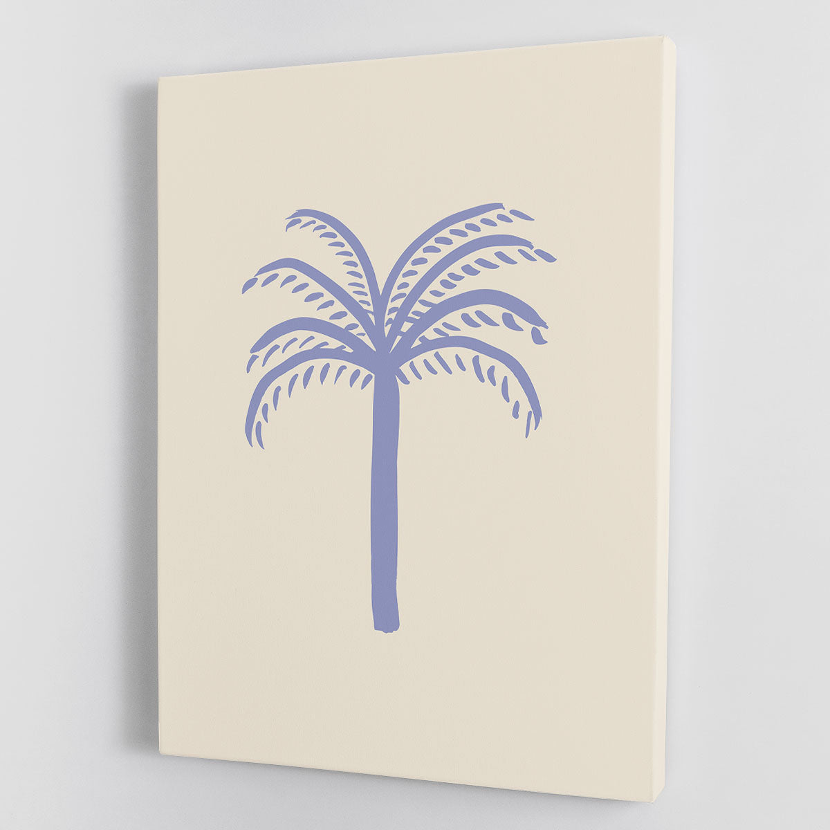 A vibrant lilac palm canvas print showcasing tropical beauty, perfect for home or office decor.
