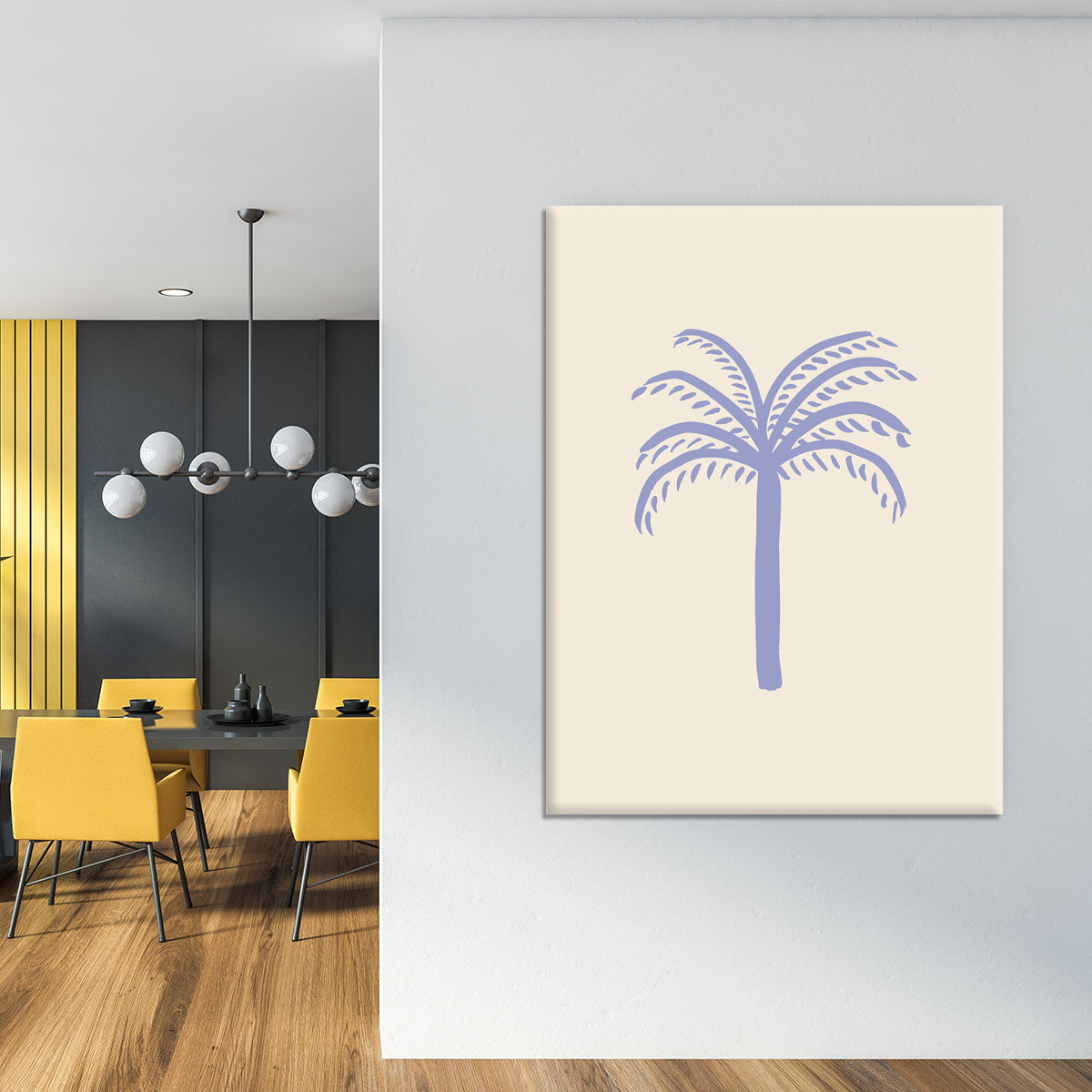 A vibrant lilac palm canvas print showcasing tropical beauty, perfect for home or office decor.