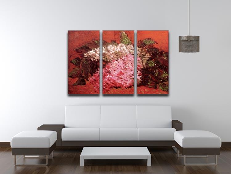 Lilacs 2 by Van Gogh 3 Split Panel Canvas Print showcasing vibrant lilac flowers in a split panel design.