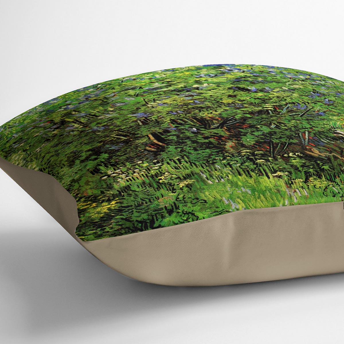 Lilacs by Van Gogh Cushion featuring vibrant lilac design on luxurious vegan faux suede, perfect for home decor.