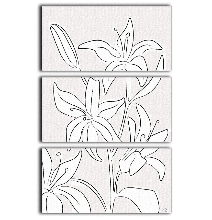 Lillies No 03 3 Split Panel Canvas Print featuring vibrant floral design across three panels.