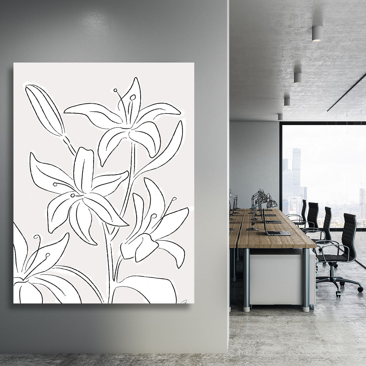 Lillies No 03 canvas print showcasing vibrant lily flowers in a modern design.